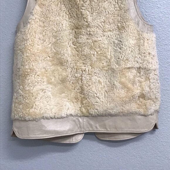 Vintage 1960’s Sherpa Leather Vest Al Thompson of Portland Men’s Beige Flaw M/L - Picture 7 of 15